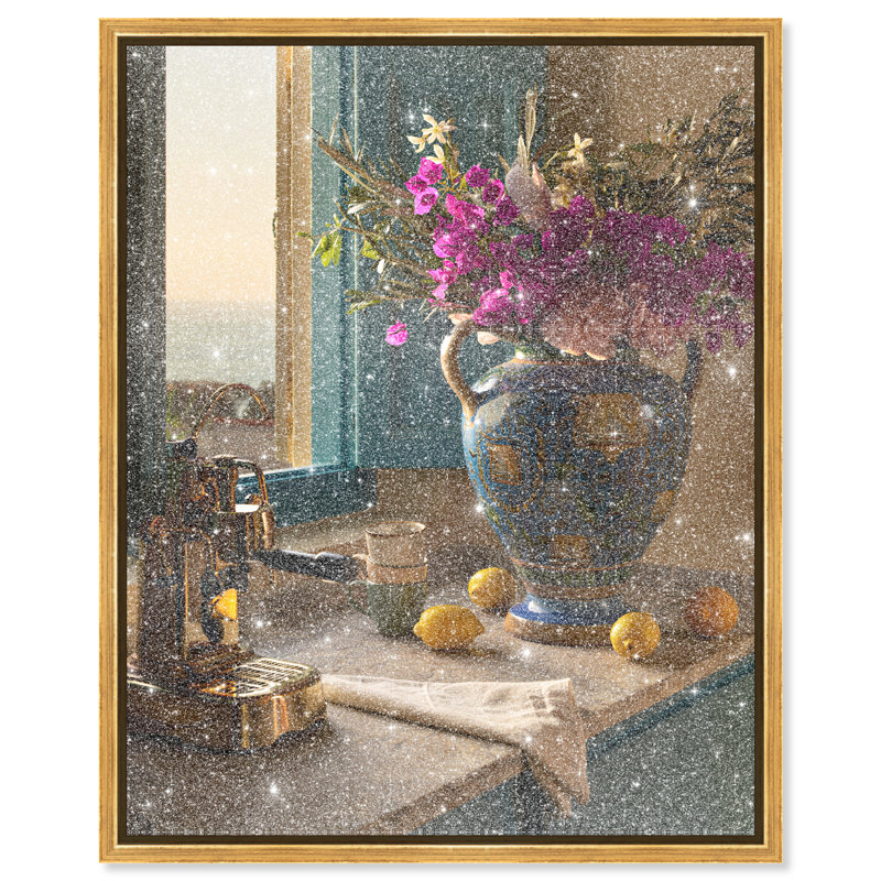 Morning Espresso II Canvas Food & Beverages Print by Oliver Gal, Black Frame, 16 x 20, 25"H x 31"W, Gold Floater Frame