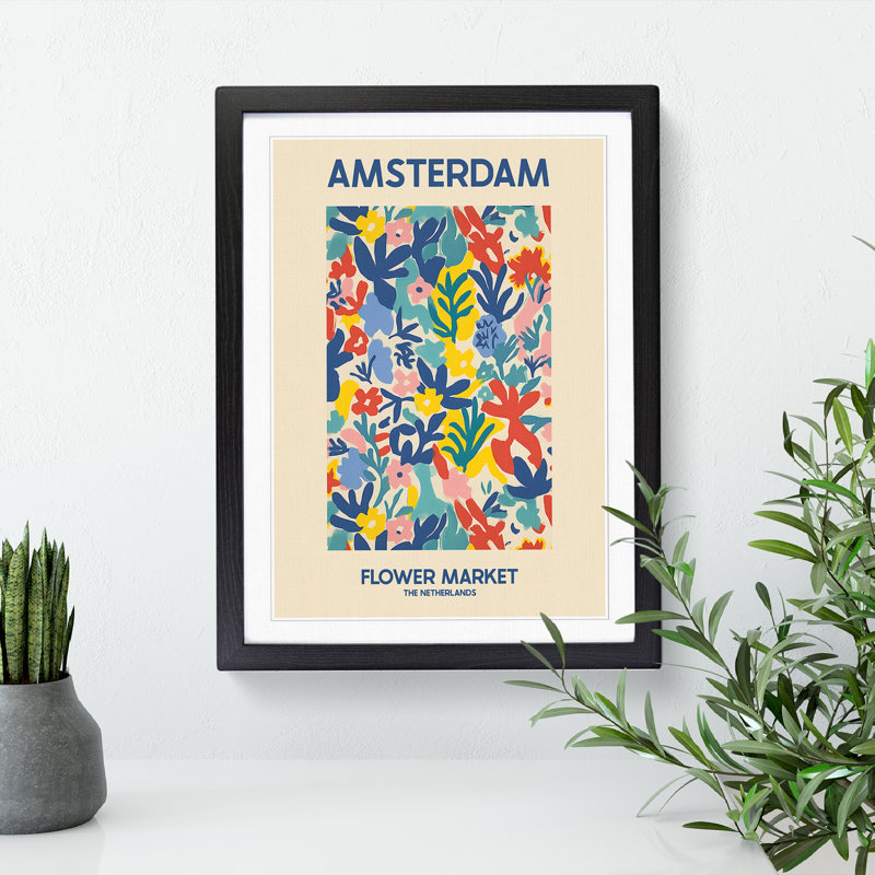 Amsterdam Flower Market Exhibition 3 - Single Picture Frame Print on Wood, 64cm H x 46cm W x 2cm D