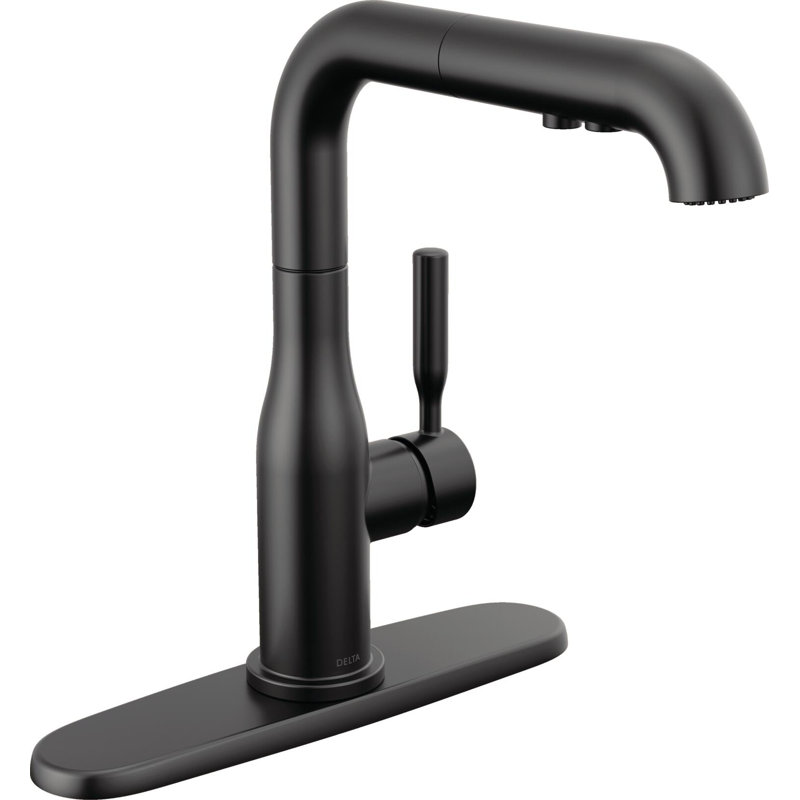 Robinet de cuisine avec douchette extractible Almari, Noir mat