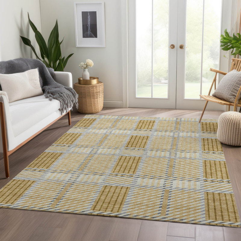 Premium Machine Washable Cortes AMF1000 Plaid Rug, Rectangulaire 8 pi x 10 pi