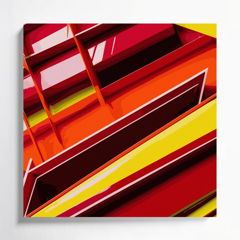 Hard Edge 27 Red Canvas Wall Art, 8" H x 8" W