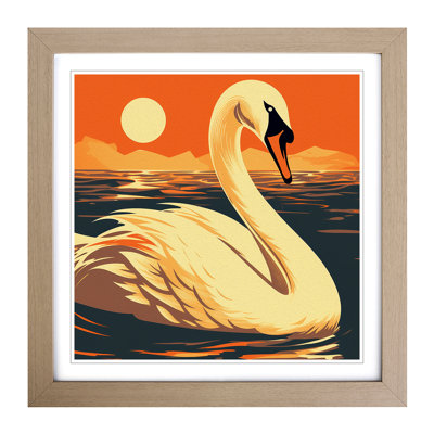 Swan Retro Art No.2 - Framed Print