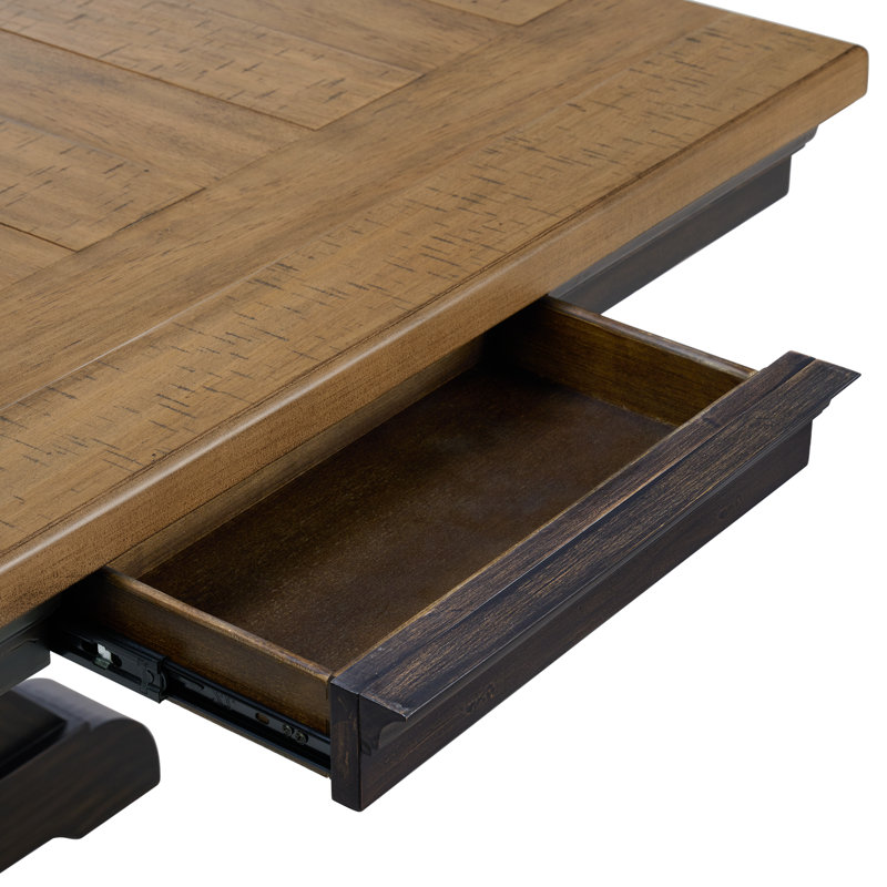 Ensemble de salle à manger Daryana 6 pièces, hauteur standard, couleurs espresso et marron : table, quatre chaises et banc.