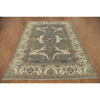 Tapis indien fait à la main gris Oushak 9 x 12