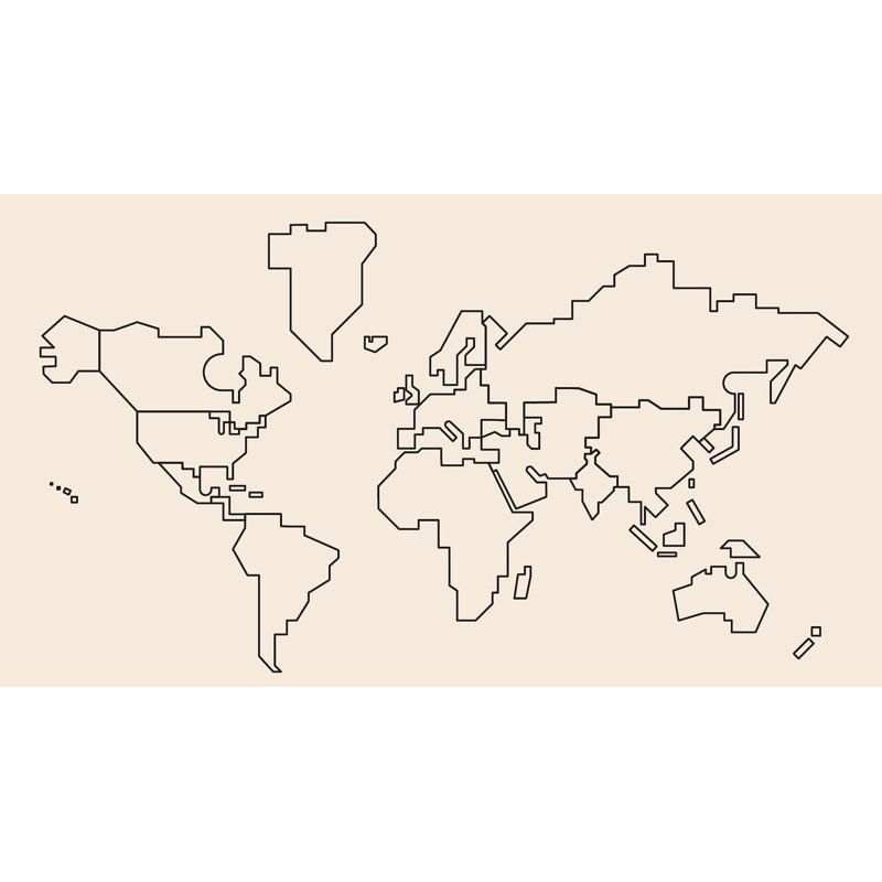 Papier peint carte du monde, L 96 po x l 100 po, Beige