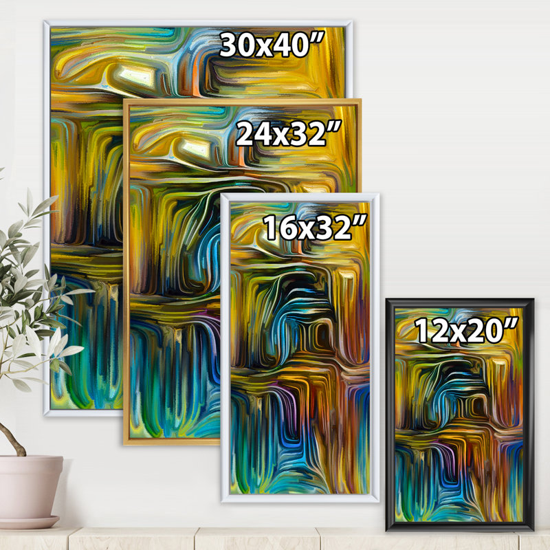 Color Fusion IV - Peinture sur toile, H 20 po x l 12 po x P 1po, Cadre flottant blanc