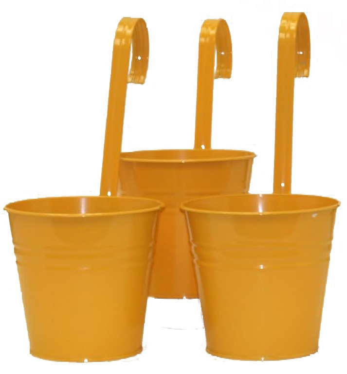 Aardsma Metal Railing Planter, Yellow, 3