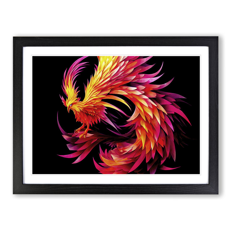 Unreal Phoenix Bird Abstract - Framed Print, Black Framed, 46cm H x 64cm W x 2cm D