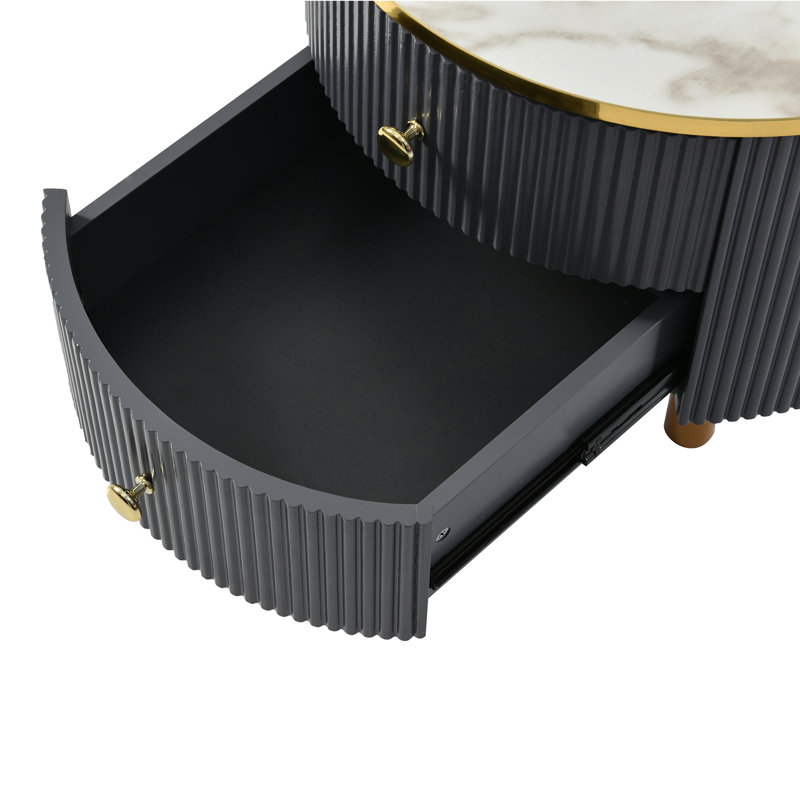 Amling Frame Coffee Table with Storage, Marble, Black/Grey, White/Black