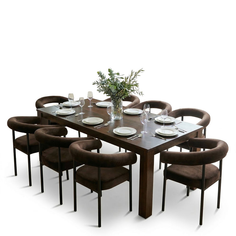 Modern Velvet Dining Chairs, Barrel Back Upholstered Armchairs With Metal Legs For Dining Room Kitchen, Chocolate Brown