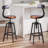 Industrial Bar Stool-Adjustable Swivel Wood Metal Stool With Backrest,Black,Fully Welded (Brown Wooden Top With Iron Backrest)-114394597
