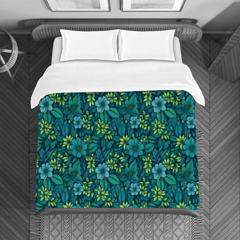 Machine Printed Duvet Cover, Queen Duvet Cover, Blue/Green