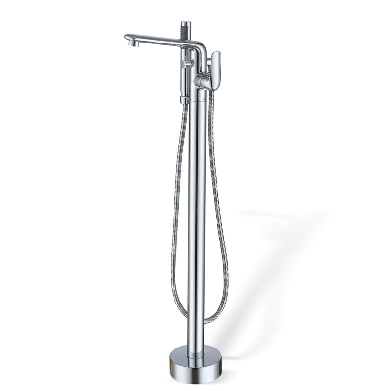 Robinet de baignoire autoportant à poignée simple avec inverseur, Chrome
