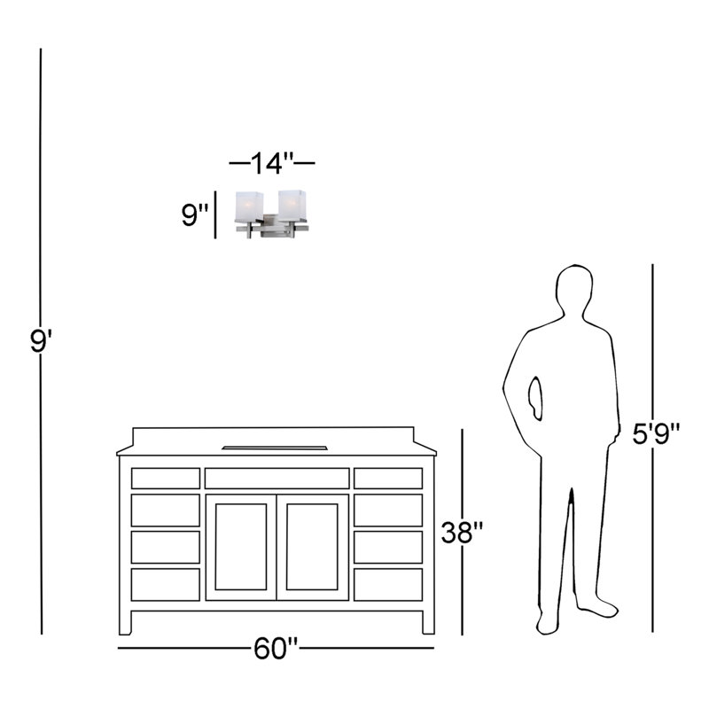 Ghadir 2 - Light Dimmable Vanity Light, Satin Nickel