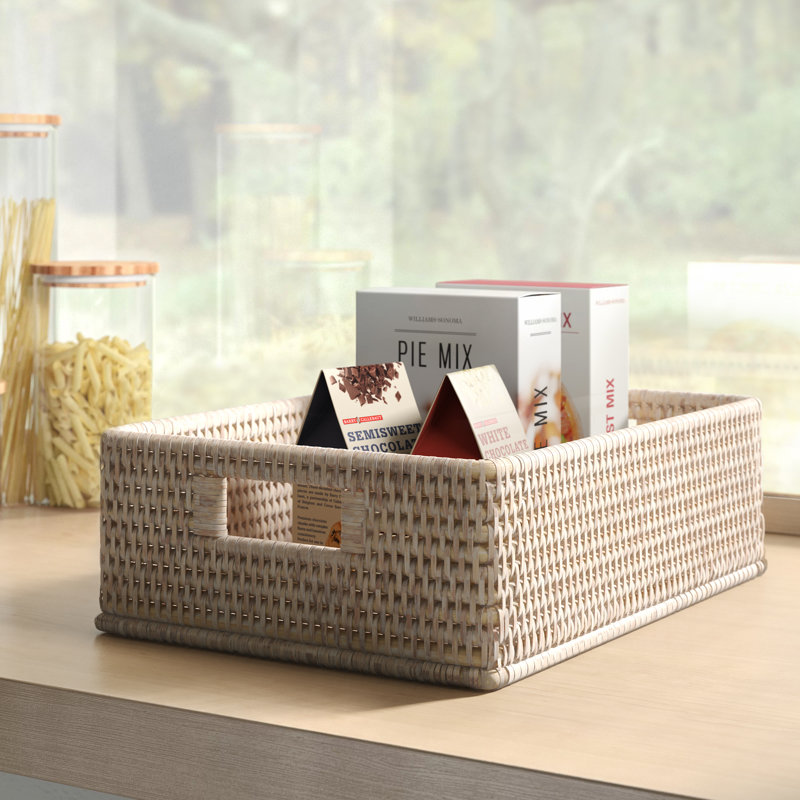 Dotted Line™ Rattan Basket, White Wash
