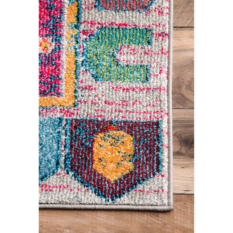Tapis rose / bleu Hettie Southwestern, Rectangle 5 pi x 8 pi