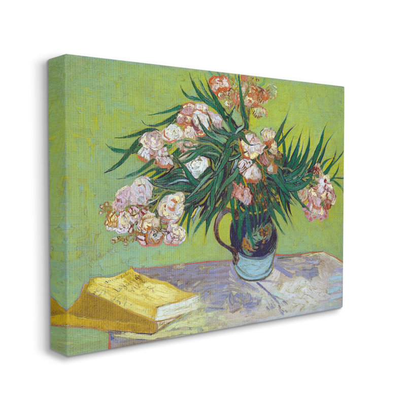 Fleurs classiques et livres sur toile par Vincent Van Gogh, H 24 po x l 30 po x P 1,5 po