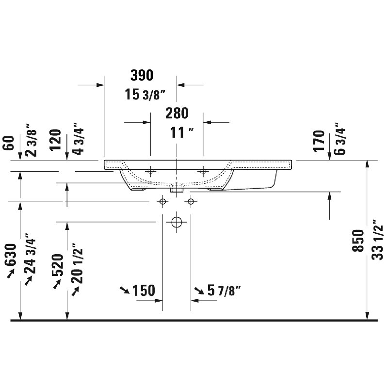 Lavabo asymétrique
