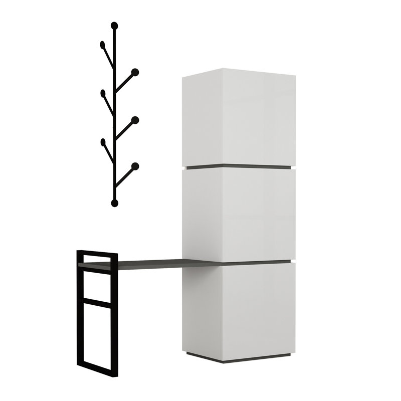 Baneen 8 Pair Shoe Storage Cabinet, White/Anthracite