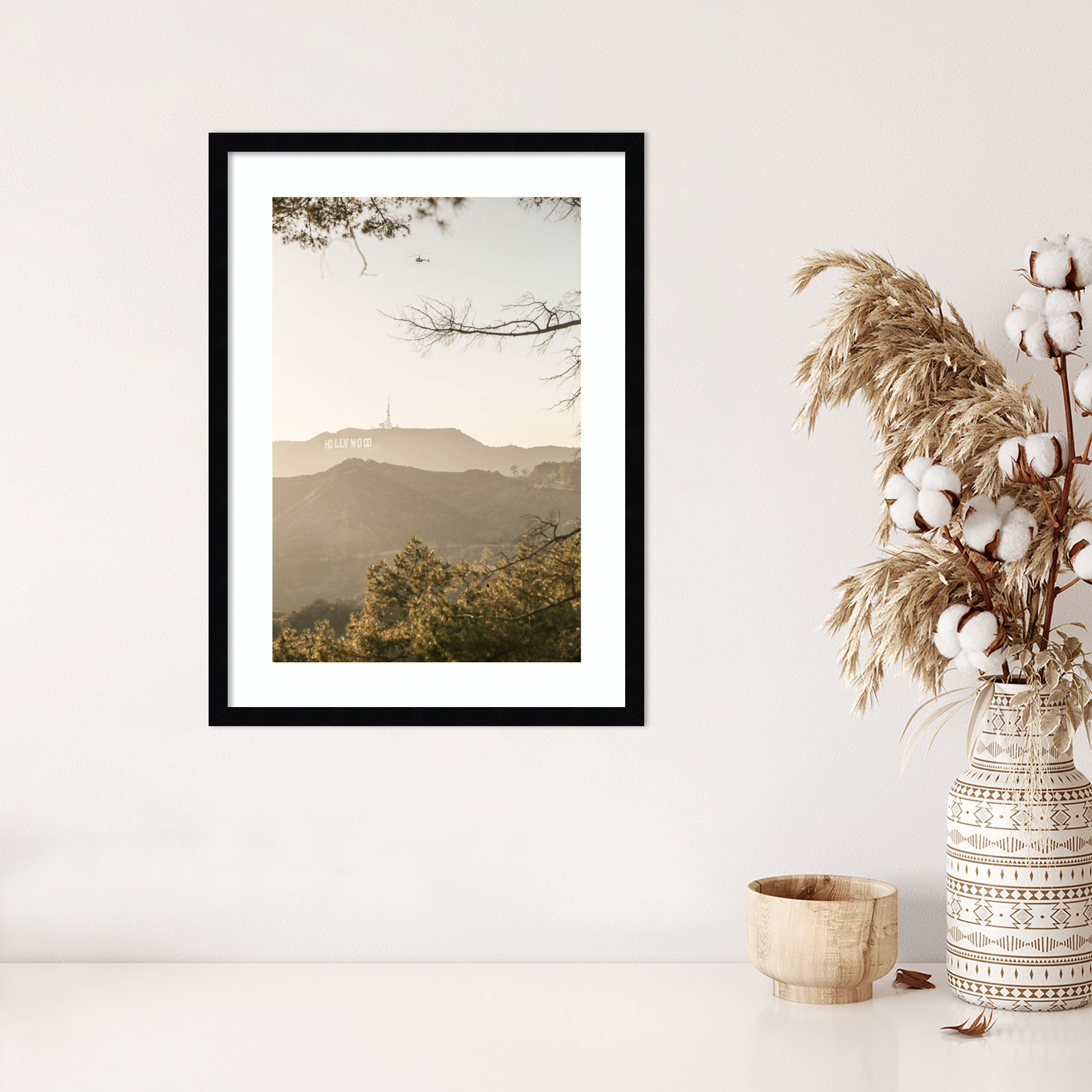 Daisey "Hollywood Hills" Print, Black , 25" H x 19" W