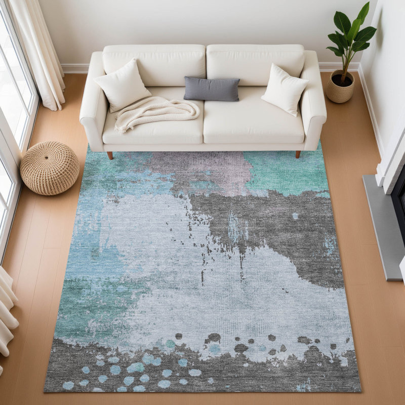 Tapis abstrait lavable à la machine Premium, Rectangle 2 pi 6 po x 3 pi 10 po