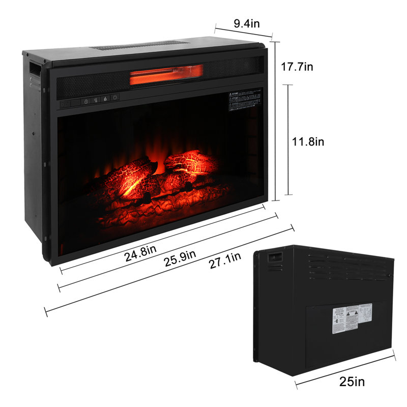 Foyer électrique encastrable Liutulf, H 34,2 po x l 12 po x P 26,3 po