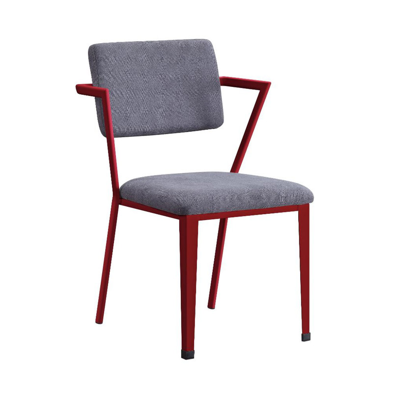 Prince Upholstered Office Chair with Metal Frame, Gray/Red