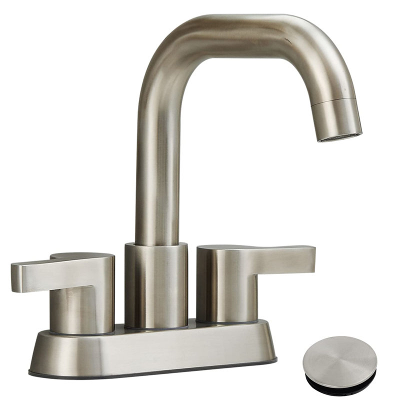 Centerset 2-handle Bathroom Faucet with Drain Assembly