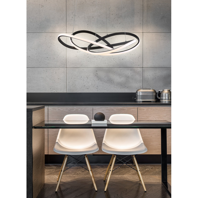 Cales Dimmable LED Geometric Chandelier, Black