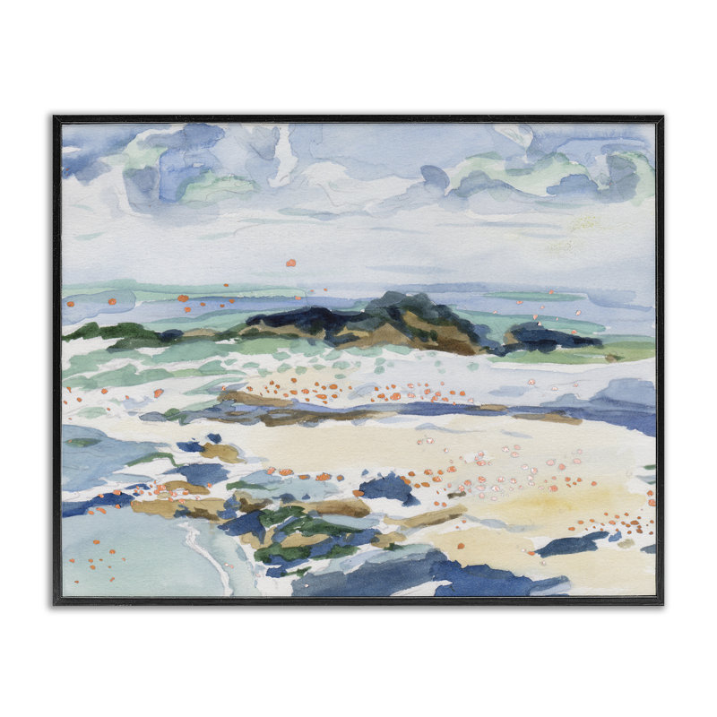 «Shoreline Dreams Abstraction Giclee Art», conception de Melissa Wang, H 11 po x l 14 po, Giclée encadrée noir minuit