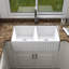 Évier de cuisine en céramique blanche - l 17,71 po x H 9,9 po x P 32,09 po, 93 lb, encastré, rayé et teint, style D H, finition glacis