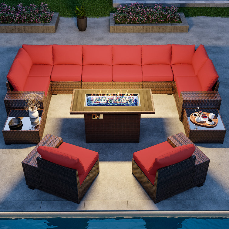 Lekeysha 10 - Person Patio Conversation Sets with Cushions