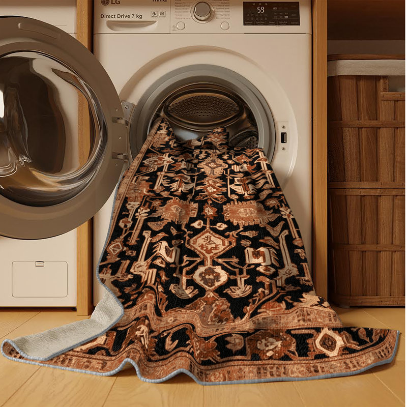 Tapis brun turc lavable à la machine, Rectangulaire 2 pi x 3 pi