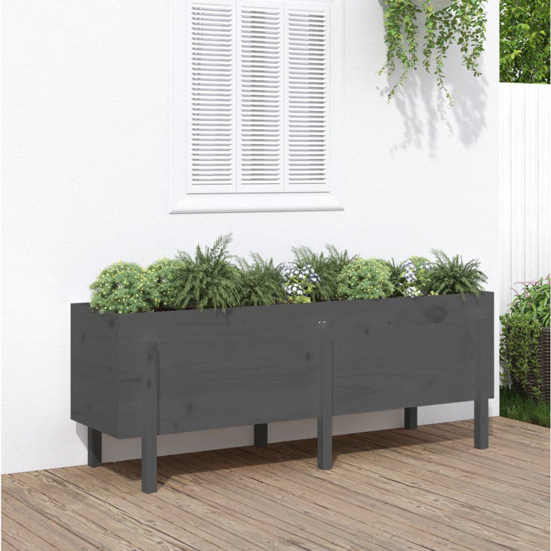 Meenakshi Wood Raised Garden Bed, Grey, Pine, 57cm H x 62cm W x 50cm D