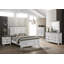 Ensemble de chambre à coucher en bois 5 pièces avec lit à panneau, commode, miroir, commode et commode Clelane