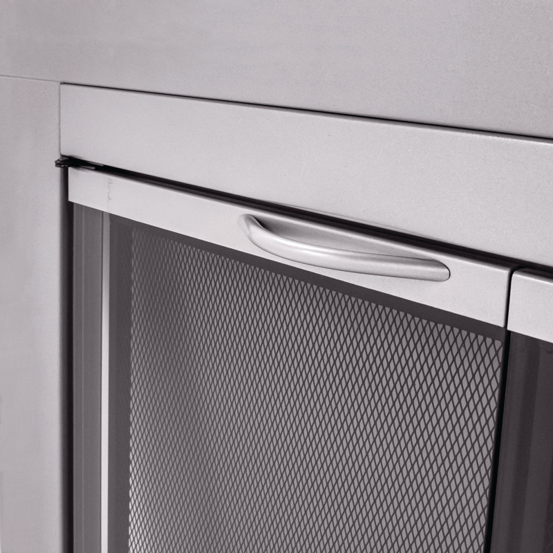 Portes de cheminée en acier de style armoire Abdal, H 31 po x l 43,5 po x P 0,95 po, Nickel Skyline