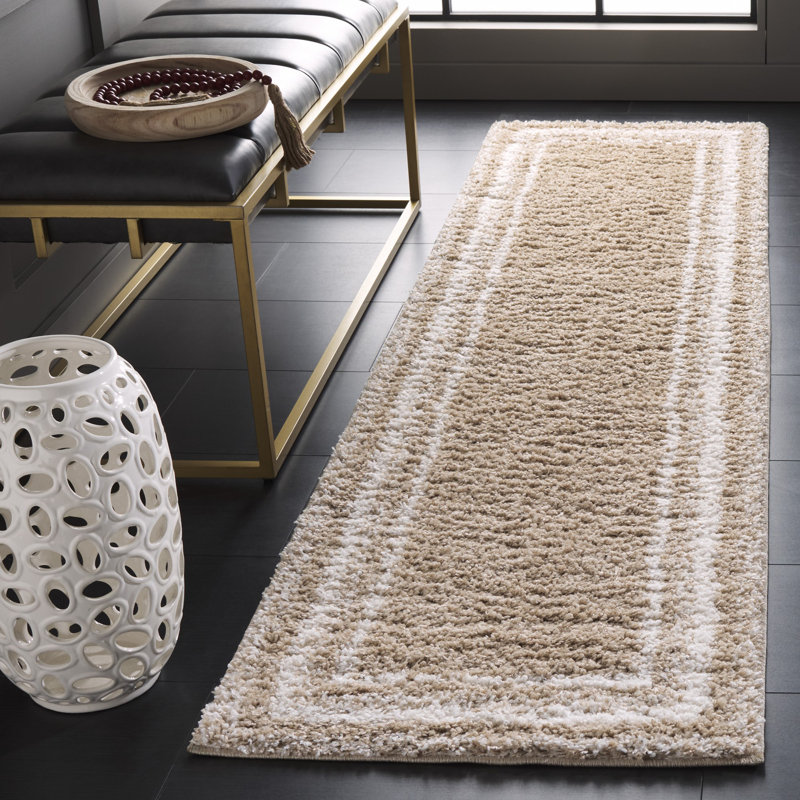 Tapis rayé à poils longs Ota, Tapis de couloir 2 pi 2 po x 8 pi