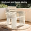 Mobilier de patio de 7 pièces avec 6 chaises empilables en métal et une table ronde de 53,64 po, finition vieillie sur les chaises, sièges faciles à nettoyer, revêtement de rouille, rangement, coloré-1976069716