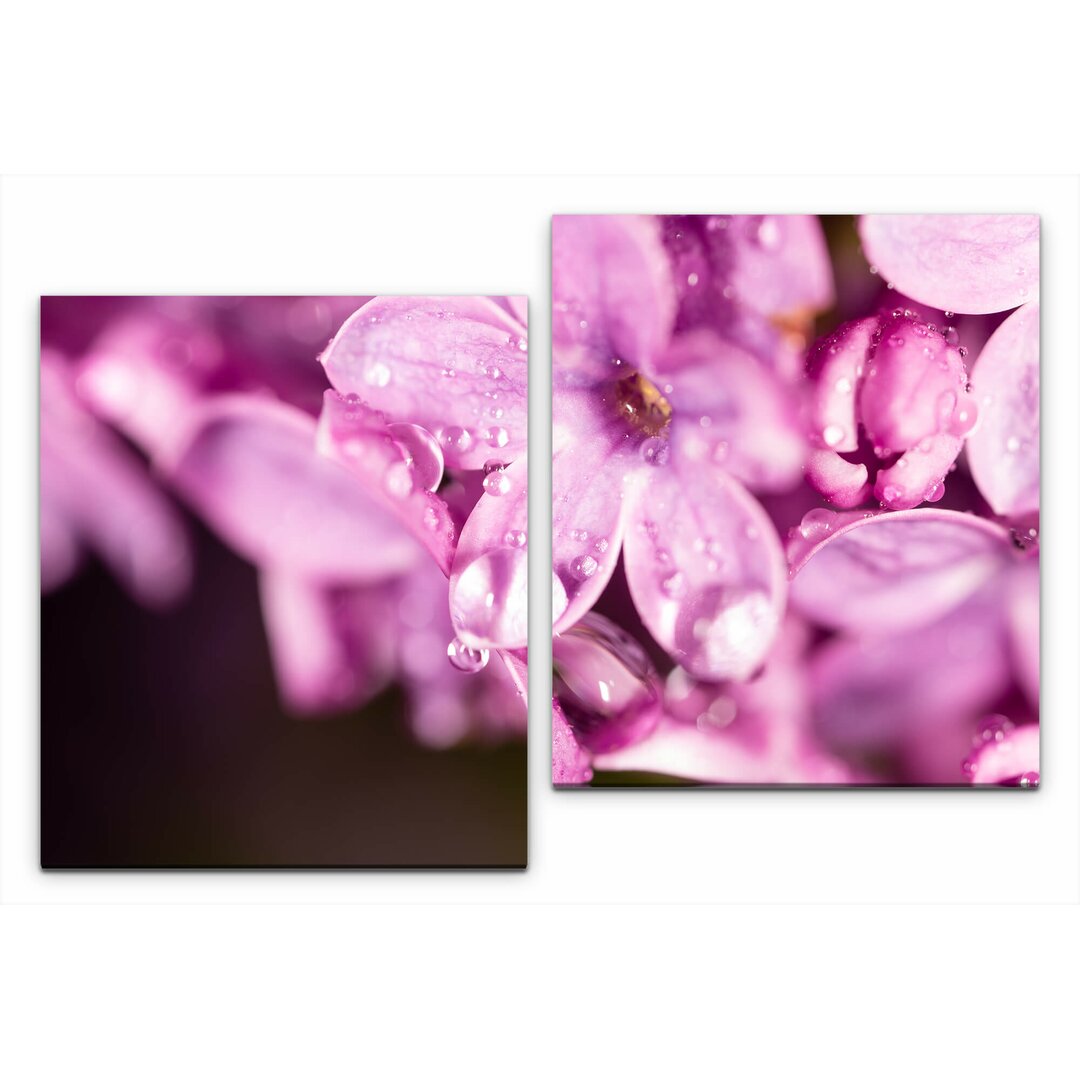 2-tlg. Leinwandbilder-Set Blumen in Pink