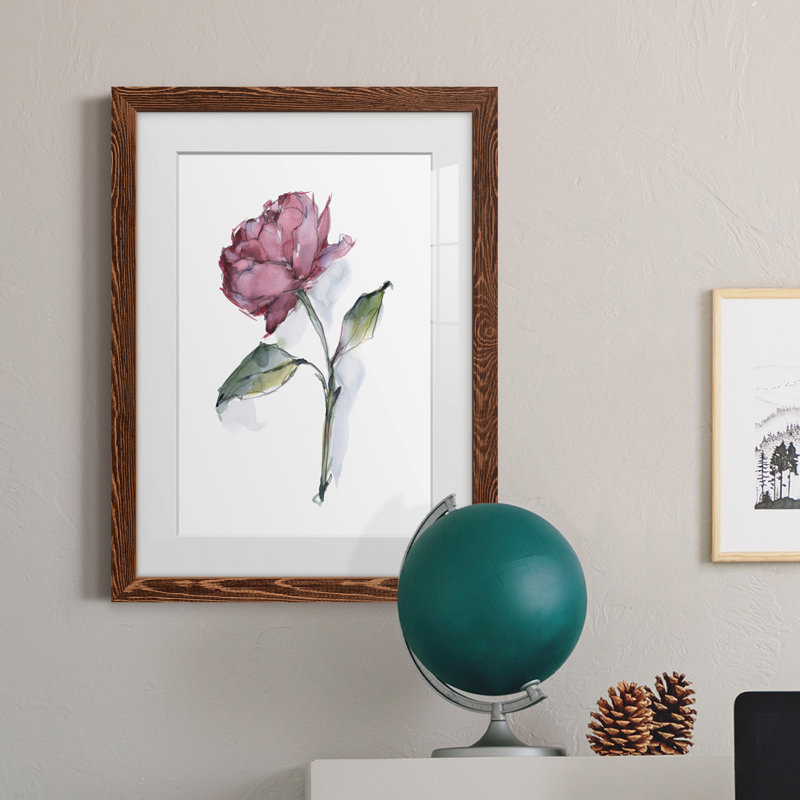 Watercolor Floral Contour III Premium encadré mat - prêt à être accroché, H 32 po x l 23 po x P 1 po, Érable