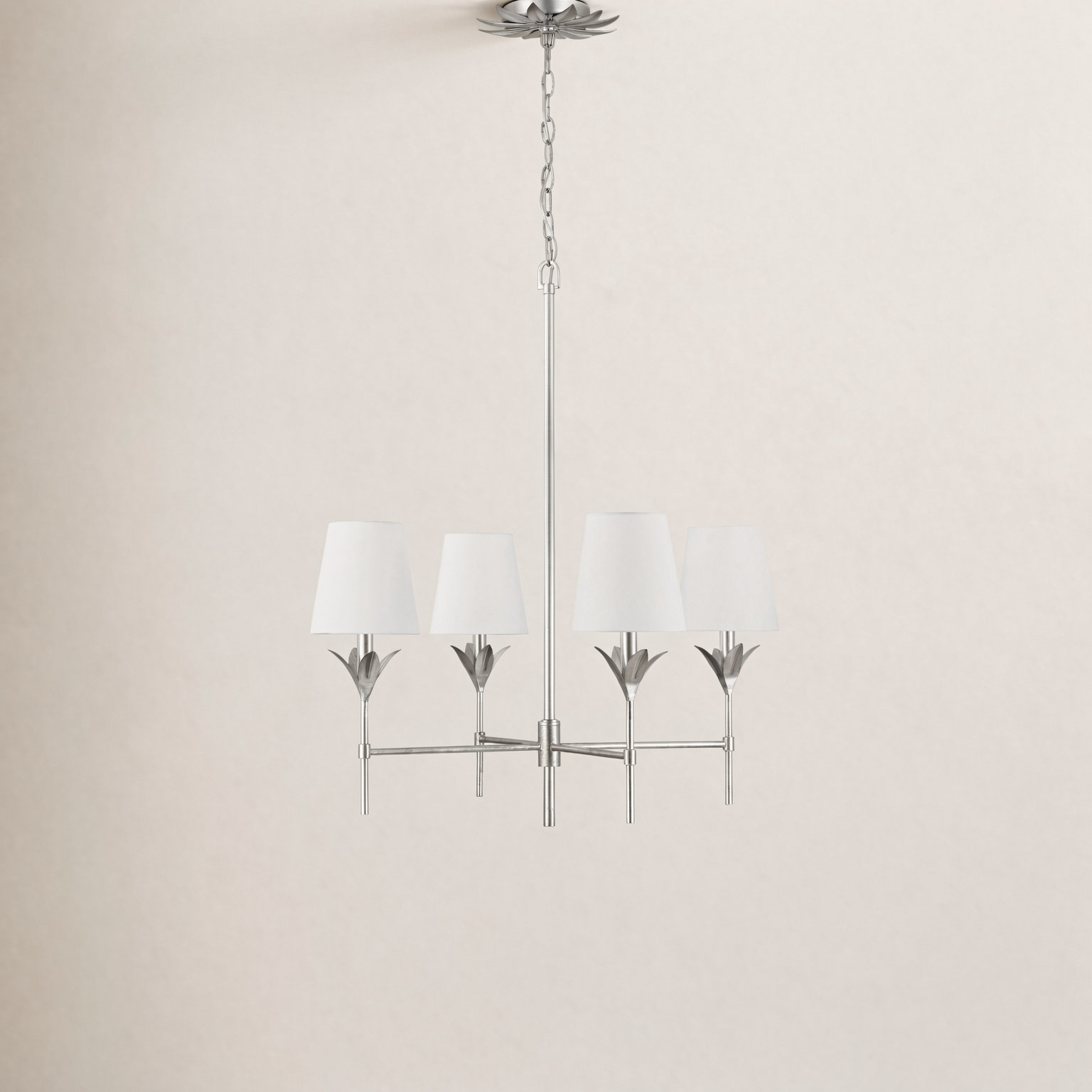 Iron 4-Light Chandelier, Antique Silver