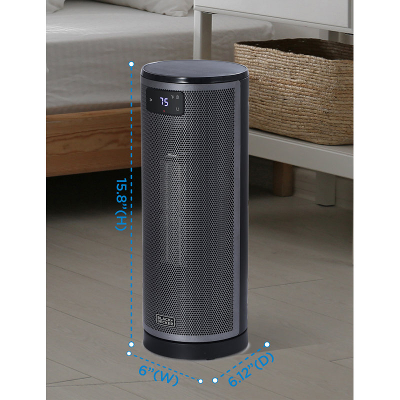 Black Ceramic Electric Tower Heater with Thermostat and Remote