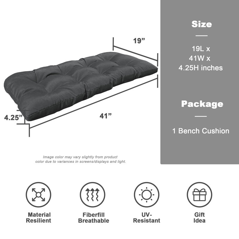 Coussins de banc intérieur / extérieur touffetés de 44 po x 19 po pour coussins de porche en osier, gris