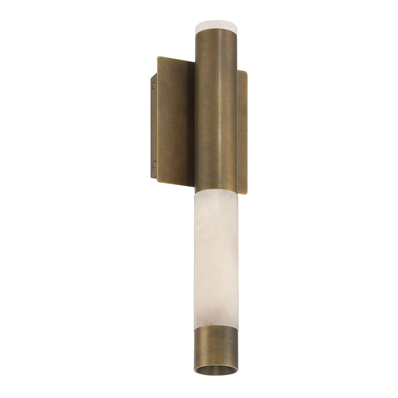 Ronda, Wall Sconce , 16", Weathered Brass, Alabaster, Weathered Brass
