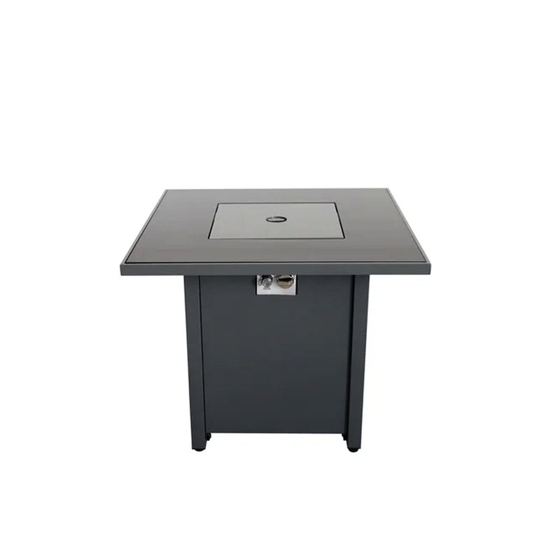 30" Square Fire Pit With Heat- Smoked Glass - Stainless Steel Propane And Gas Options Lava Rocks Gray Top Natural 25" H X D