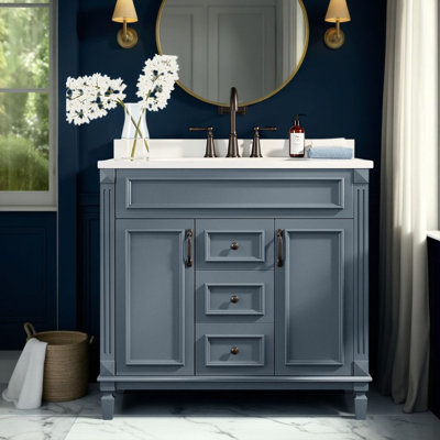 Ensemble de meuble-lavabo autoportant avec lavabo supérieur - «Ample rangement», assemblage facile, conception moderne