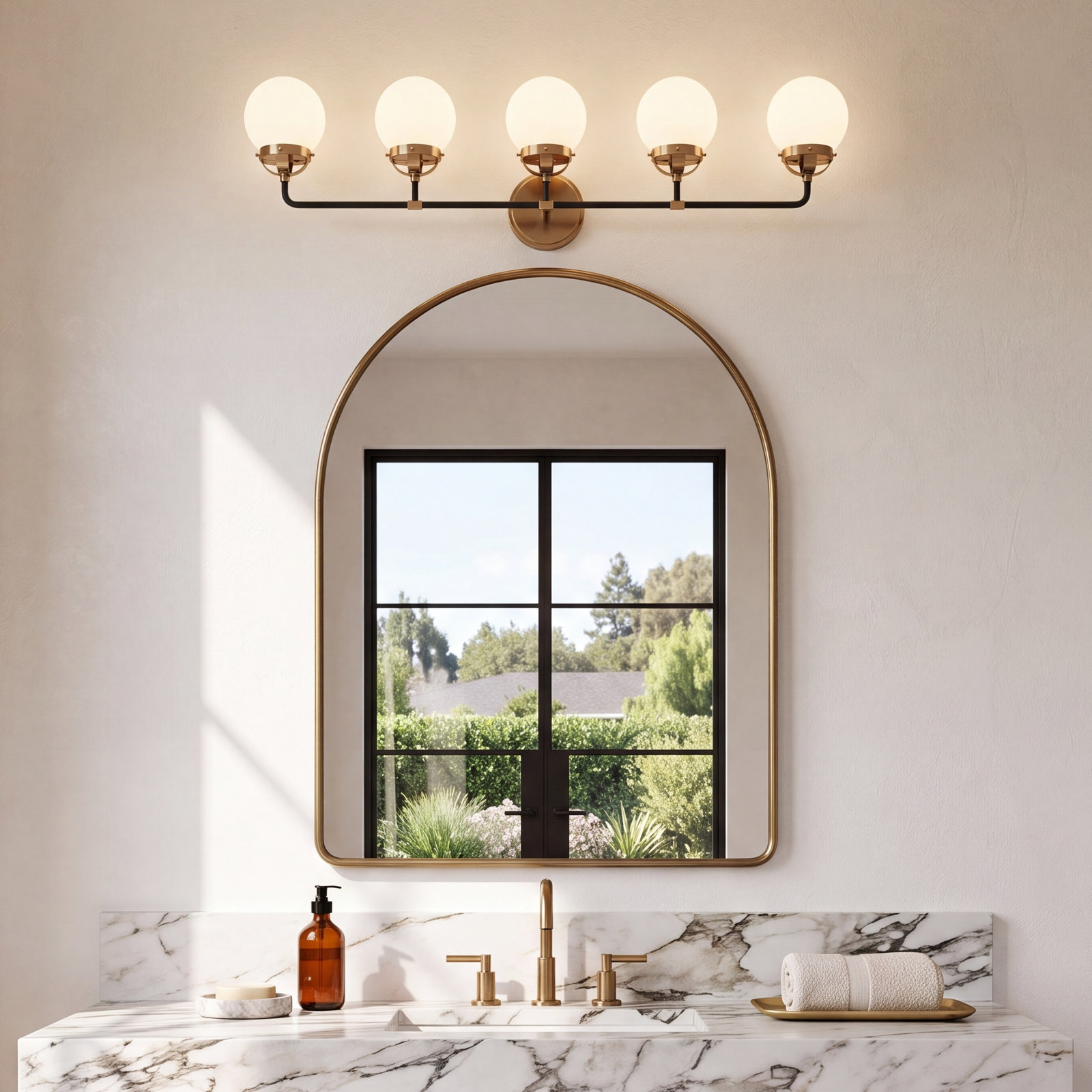 Newport 5-Light Vanity Light, No , Satin Brass