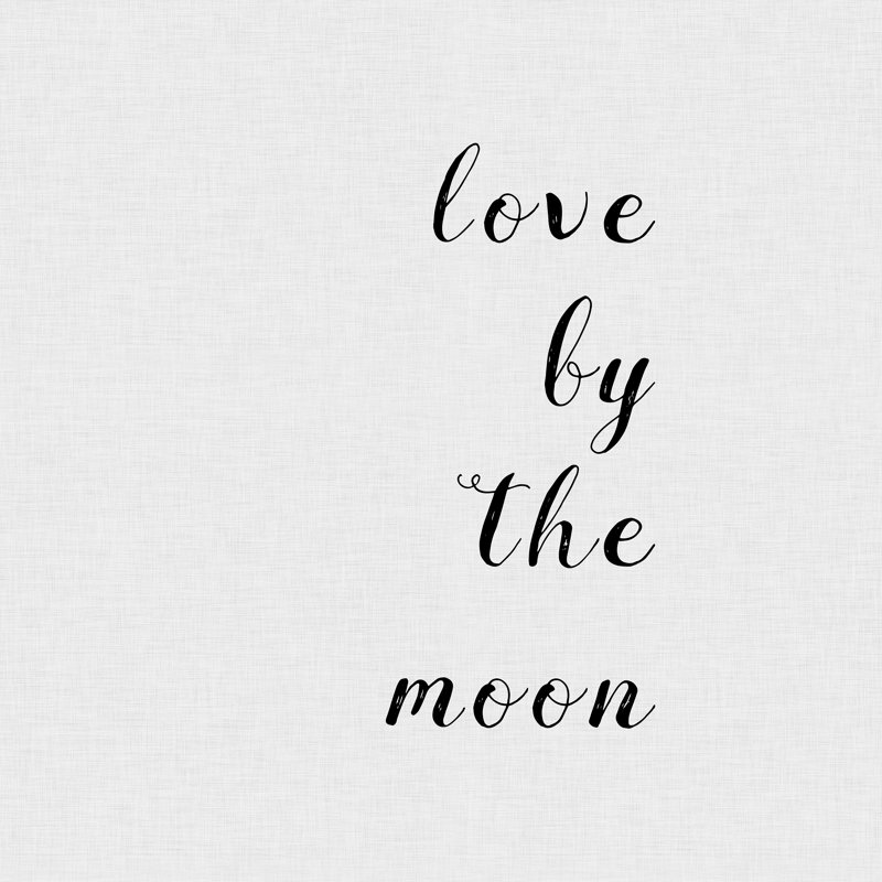 Love by the Moon - Art textuel, H 12 po x l 12 po, Oui, Papier avec cadre photo noyer