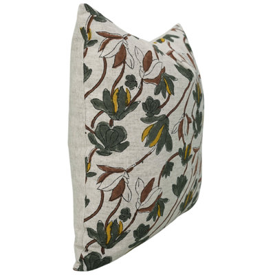 Fabdivine Shivri Handmade Block Print Linen Pillow Cover Modern Boho Artisan Style Size-18X18 Inch