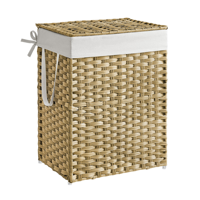 Laundry Basket with Handles, Yellow, 60cm H x 46cm W x 33cm D